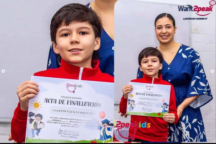 Niño graduándose del programa 2peakids